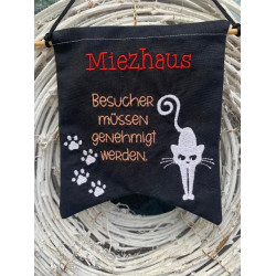 Stickdatei ITH - Wimpel Stab "Miezwohnung/Miezhaus Silhouette 2"